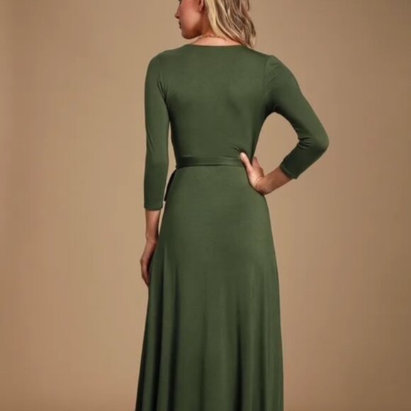 Lulu's Olive Green Maxi Dress - Picture 4 of 6